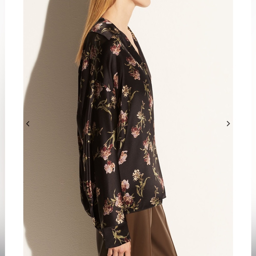 VINCE. Iris Honeysuckle 100% Silk Shaped Collar Pullover - Size S - Picture 2 of 14